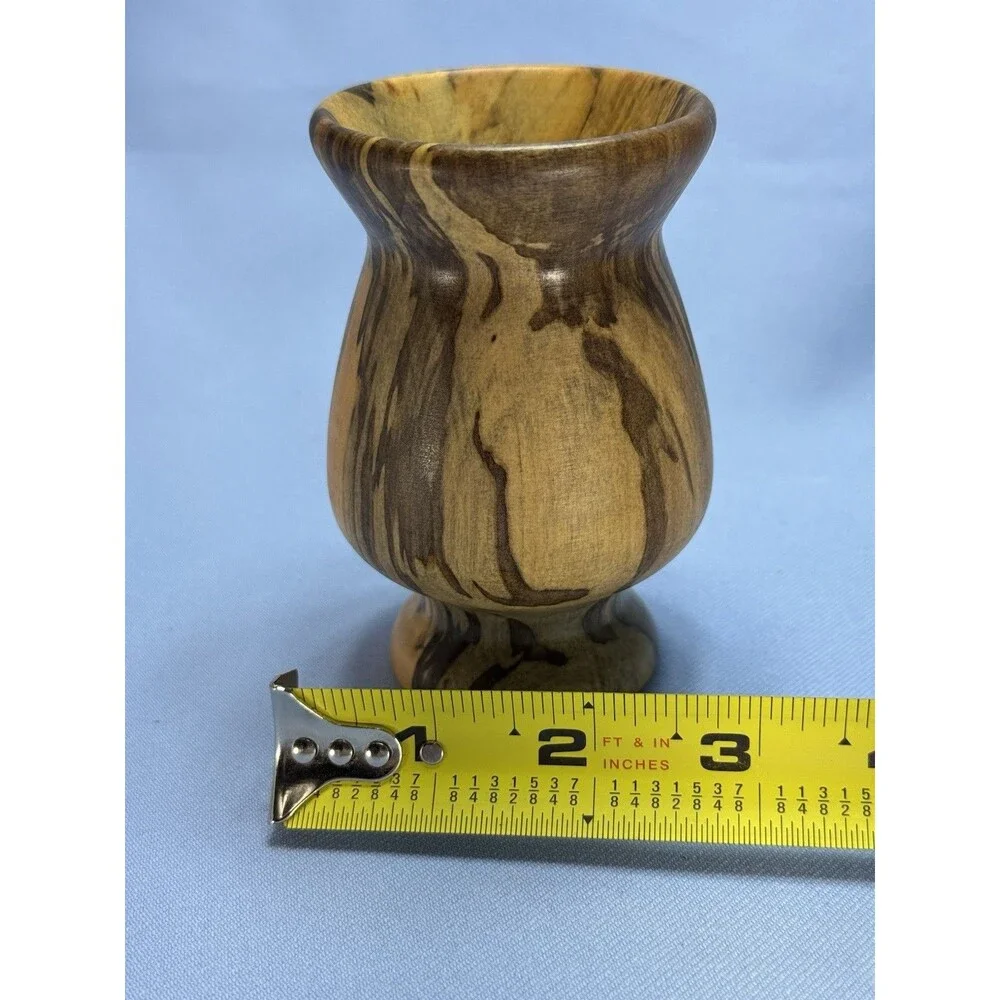 Hand Turned / Hand Crafted Wooden Vase Marbled Grained Spalted Wood   4” C Core